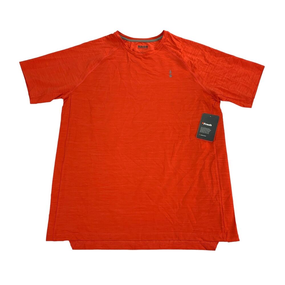 Bass Outdoor Mens Path Performance Logo Short Sleeve T-Shirt Paprika Orange L